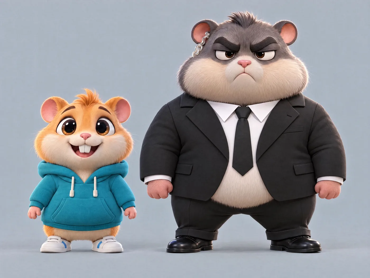 Size chart showing the small hamster next to the huge bouncer