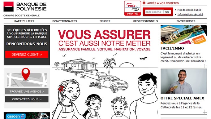 Banque de Polynésie - page d'accueil du site Web Banque de Polynésie - page d'accueil du site Web