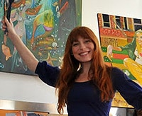 Tiziana Pavan devant ses toiles Tiziana Pavan devant ses toiles