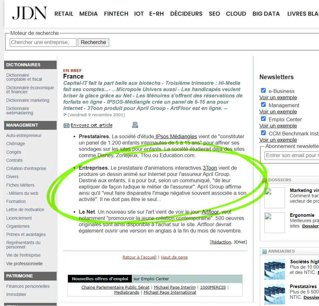 JDN - 9 novembre 2001