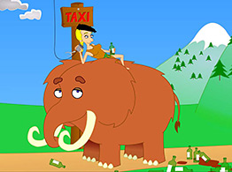 Le taxi mammouth dans le dessin animé "C'est quoi l'assurance?" produit pour April Group
